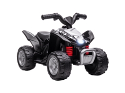 Quad Elétrico 6v, 2,8km/h, Led, 1,5-3 Anos, 65,5x38,5x43,5cm, Preto