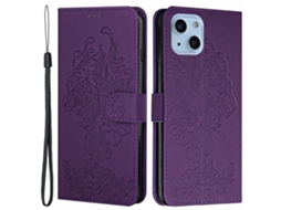 Capa Pega Para Iphone 14 Plus Pele Sintética Roxo