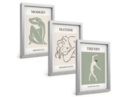 Composição De Quadros Figuras Minimalistas Elegantes Espelharte (3 Peças 20x30 Cm)