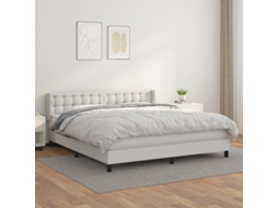 Cama Com Molas/colchão 180x200 Cm Couro Artificial Branco