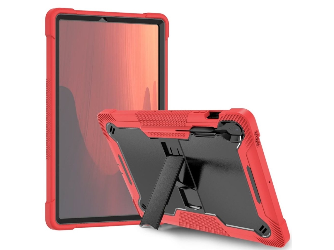 Capa Com Suporte Para Samsung Galaxy Tab S10 Fe Plus - Vermelha