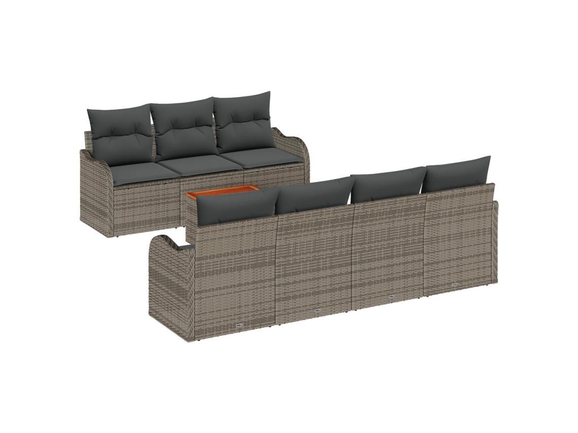 Conjunto 8 Conjunto De Sofá De Jardim Vidaxl Cinzento Vime Pe (231 X 62 X 69 Cm)