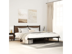 Vidaxl Estrutura Cama Sem Colchão 200x200cm Metal Carvalho Castanho