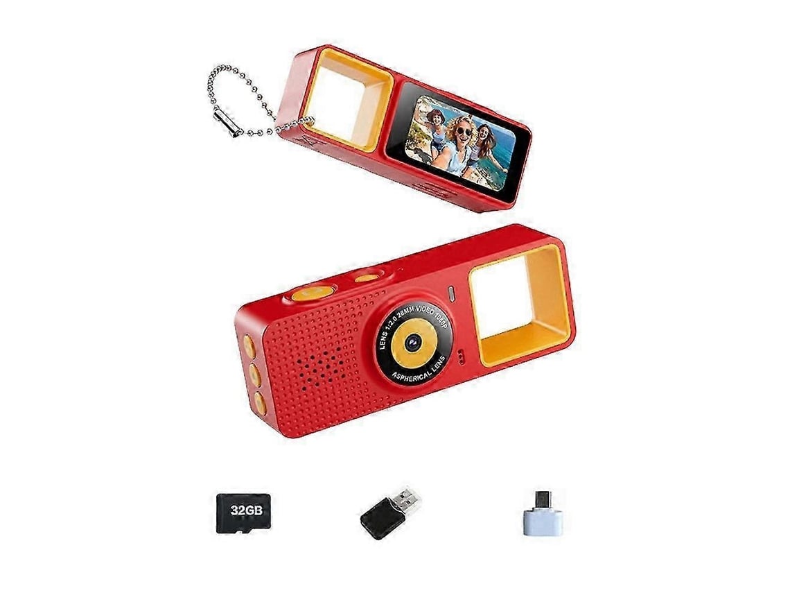 Mini Câmara Digital De Chaveiro Com Ecrã De 0,9 Polegadas E Gravação De Vídeo 1080, 32 Gb