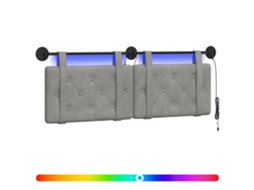 Cabeceira Suspensa com Luz Led Cinzento claro Veludo MAISON EXCLUSIVE