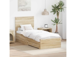 Vidaxl Estrutura Da Cama Carvalho Sonoma E Prata 75 X 190 Cm
