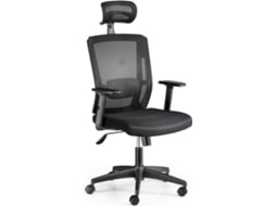 Cadeira de Escritório Executiva EUROMOF Ergonómica Sofía Preto (Apoio Cabeça - Braços reguláveis - Malha e Tecido)