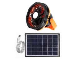 Ventilador Solar Camping com Luz Led Usb Carregável
