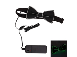 Corbata Laço Led de Poliéster e Plástico com Cabo de Cobre Ajustável, Brilhante, Verde | S/MARCA
