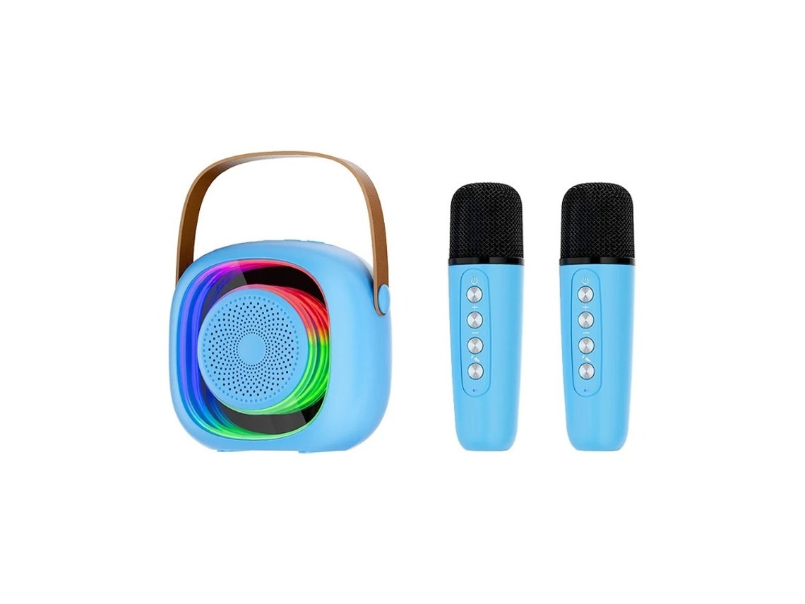Mini máquina de karaokê sem fio Bluetooth com microfones duplos, ideal para festas KTV em casa, Yizhood (azul)