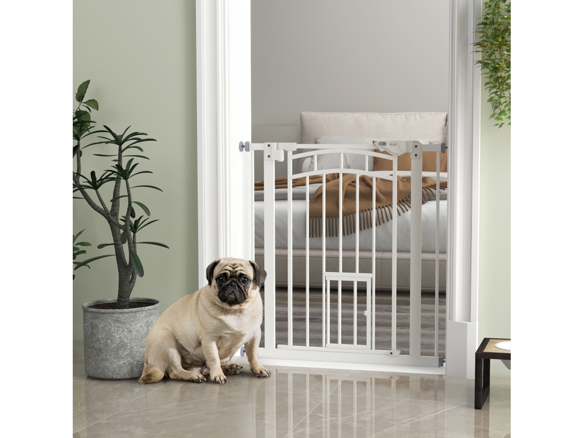 Barreira De Segurança 74-80 Cm Porta Com Montagem A Pressão E Duplo Bloqueio Branco