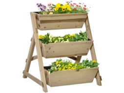 Escada Flores, Madeira, 3 Prateleiras, Plantas. 71x61x77cm Natural