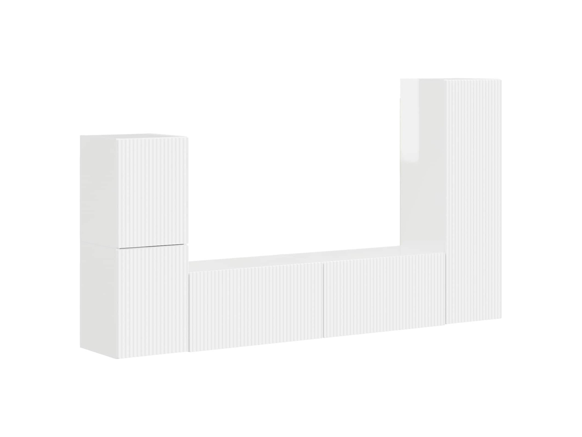 Conjunto Móvel TV 4 Peças Branco Brilhante MAISON EXCLUSIVE