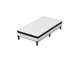 Conjunto Colchão-estrutura 90x200cm, Molas Ensacadas E Colchão De Alta Resiliência + Estrutura De Cama Em Ferro Resistente, Incluindo 6 Pernas,