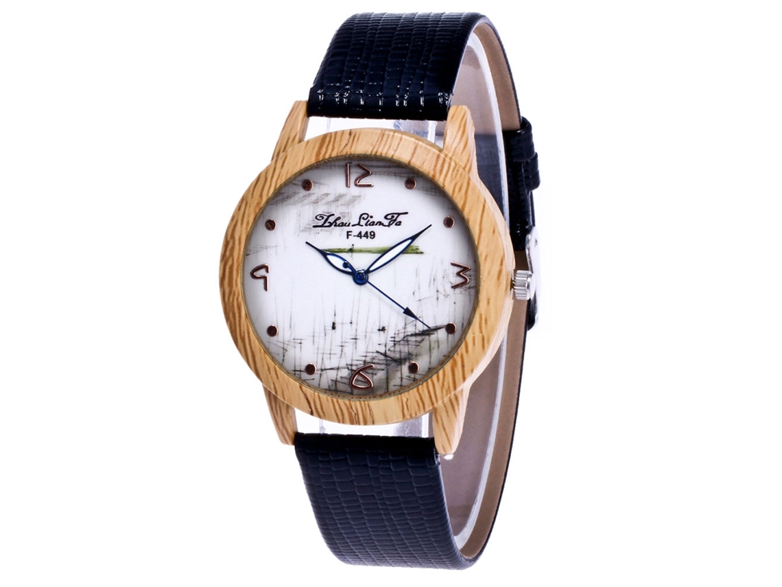 Reloj De Mujer De Cuarzo Con Correa De Pu Estilo Cocodrilo Simple F-449x Negro