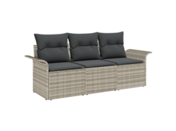 Conjunto 3 Assentos De Jardim Vidaxl Cinzento Vime Pe (196 X 62 X 69 Cm)