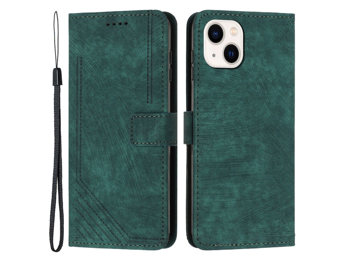 Capa Para Iphone 14/13 Pele Sintética Verde