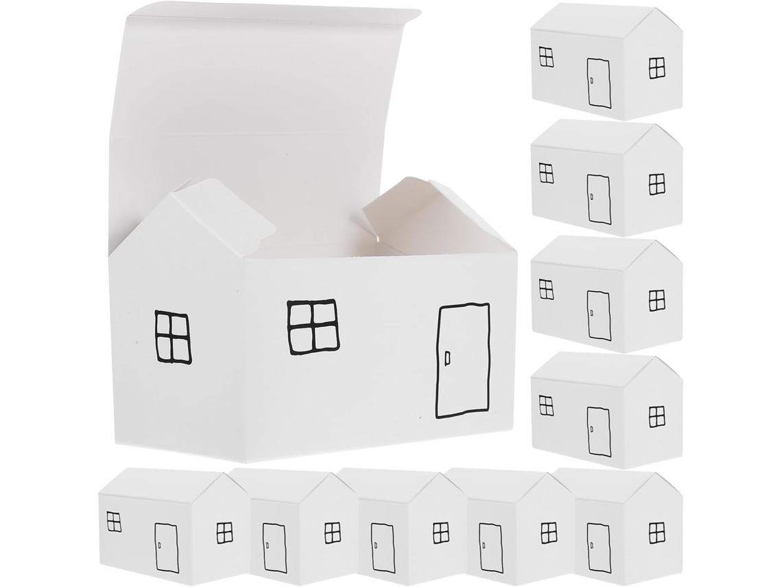Caixas De Embalagem Para Doces Em Formato Casinha, De Papel Branco, 11, 4x 6, 5x 6cm, 10 Unidades, Da Ifundom, Ideais