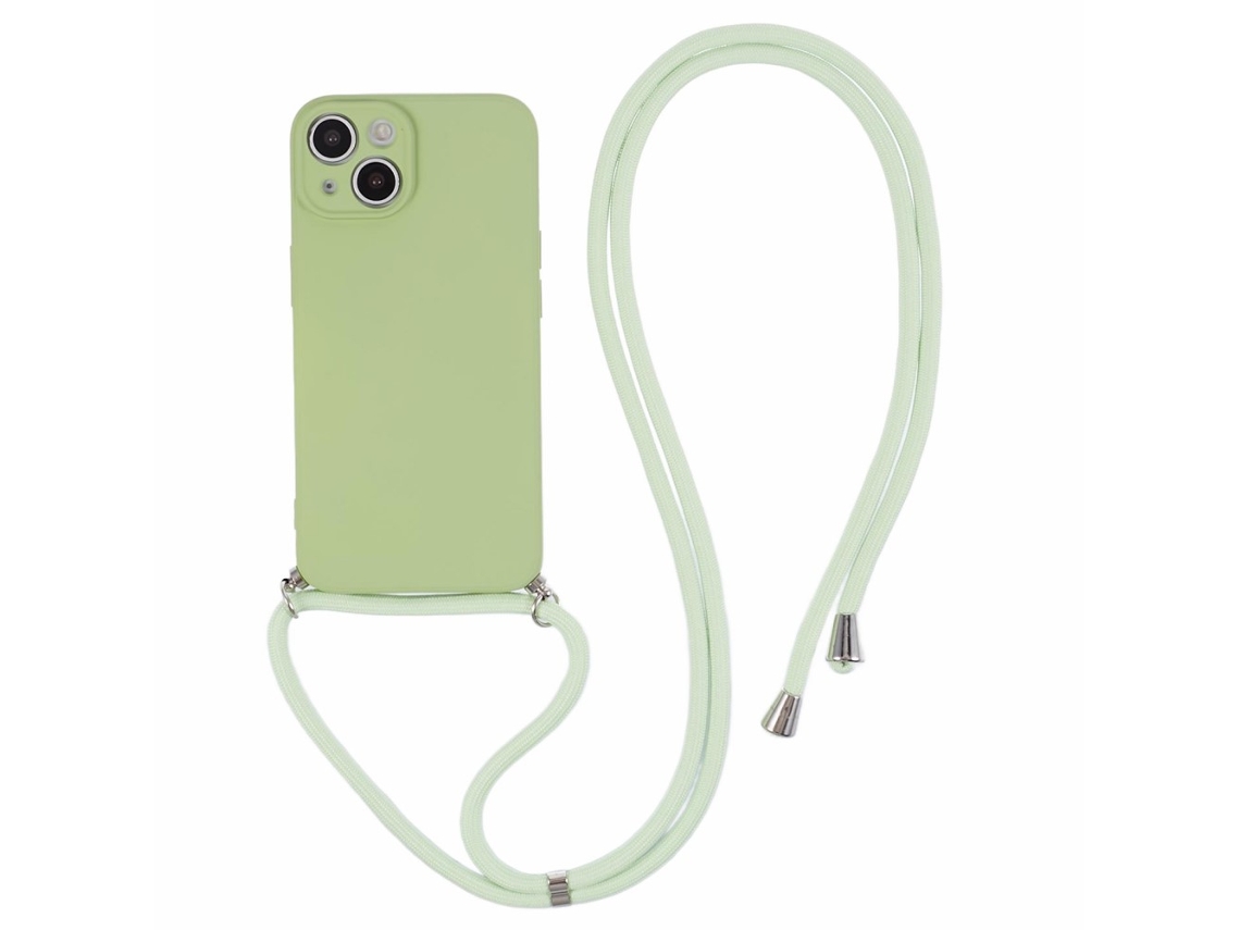 Correia Casa Emborrachado Matchá Para Iphone 15 Pele Sintética Verde