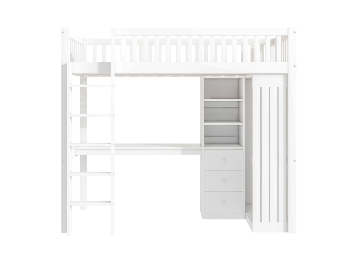 Cama Alta Mobrio Madeira Branco (90x200)