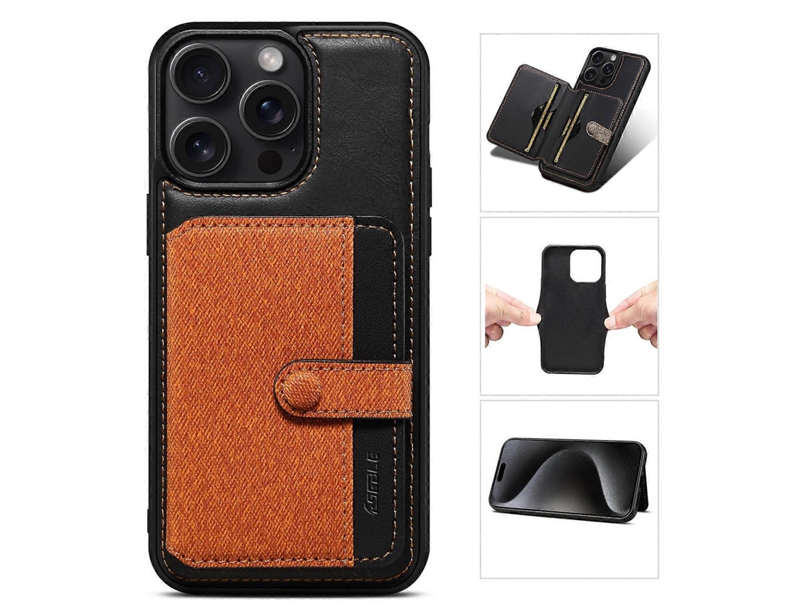 Capa De Celular Híbrida À Prova De Choque Com Compartimentos Para Cartão E Couro Sintético Para Iphone 14 Pro Max