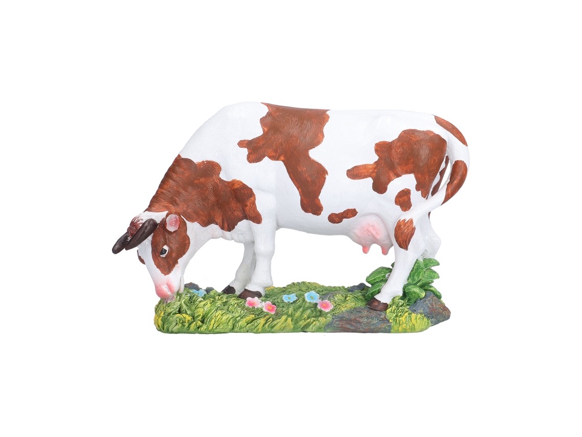 Figurinha de Vaca Marrom e Branca para Lar