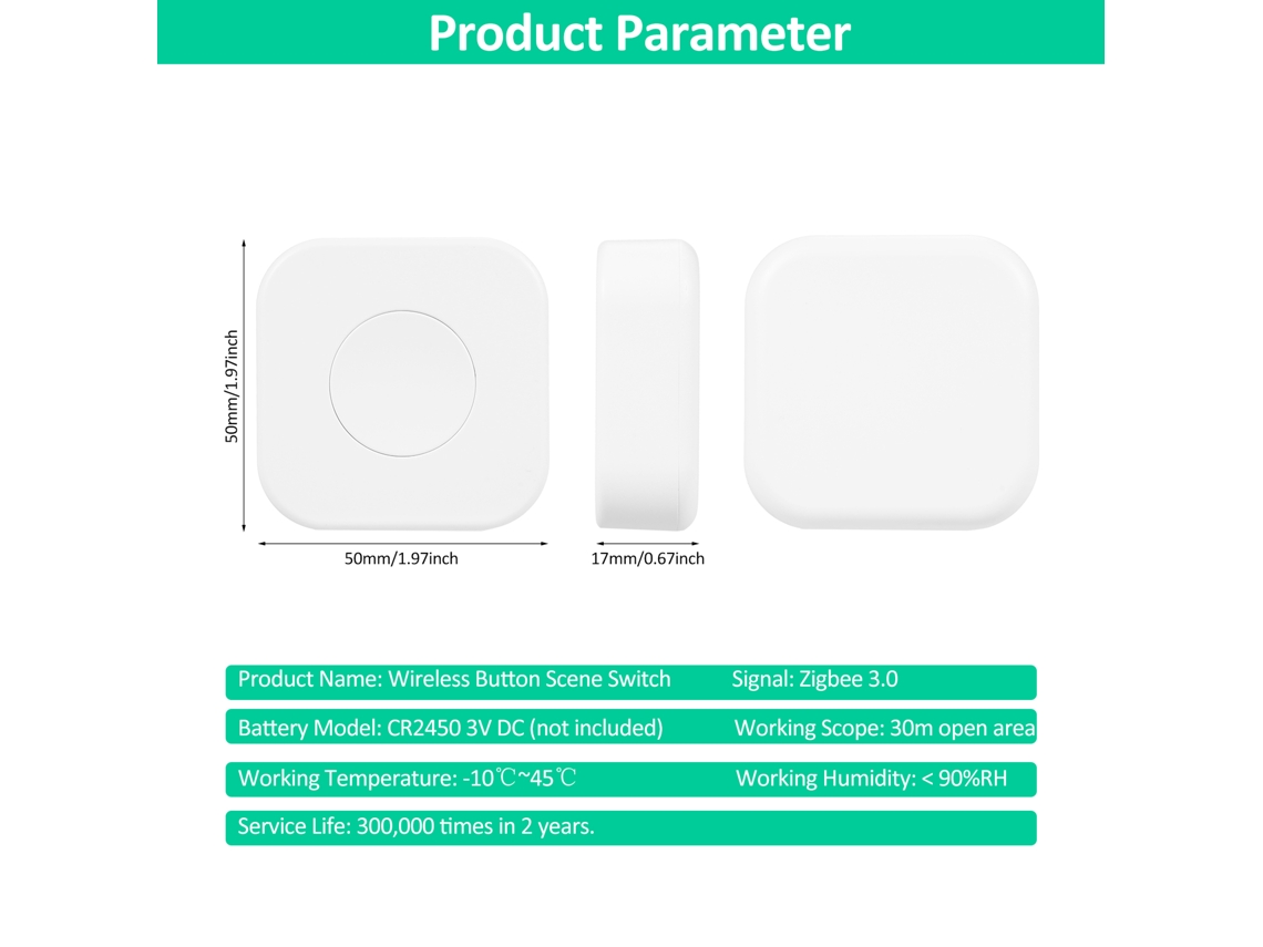 Interruptor Inteligente Zigbee 3.0 Botão Mini Controle Remoto App Automação Residencial