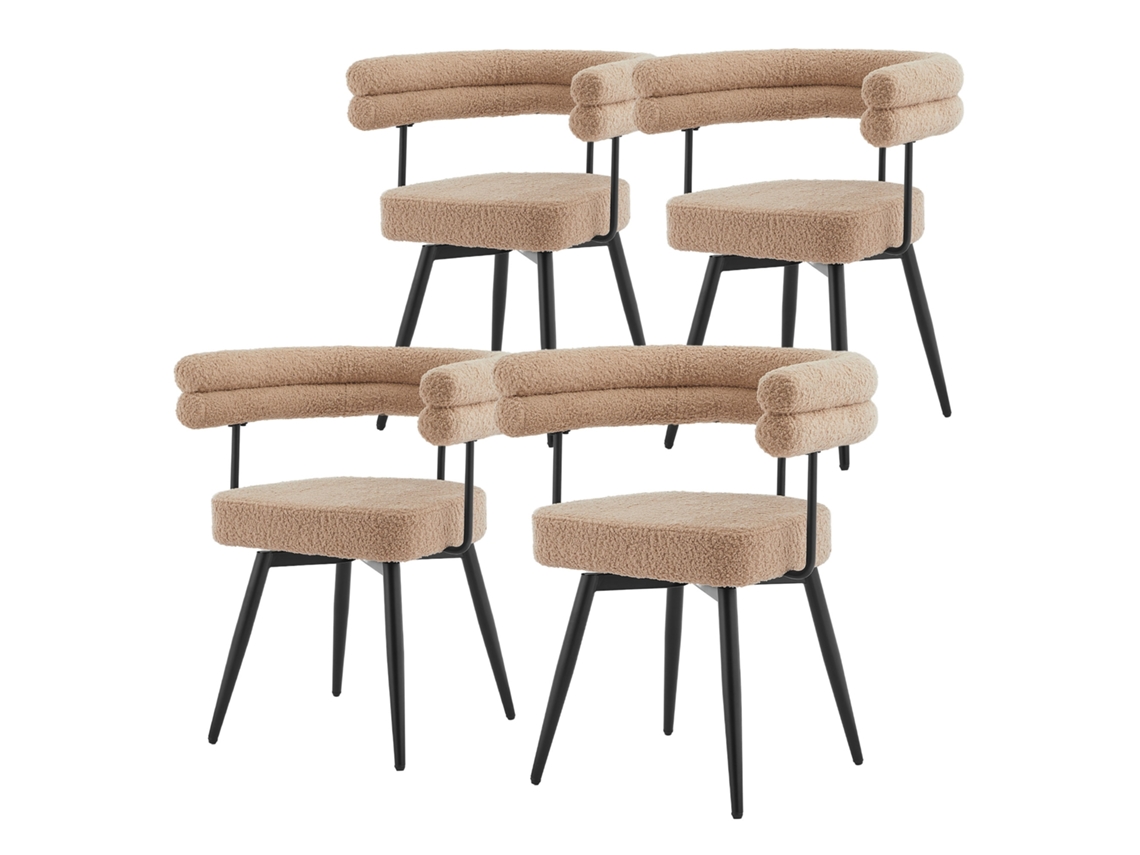 4x Cadeiras De Jantar Ml-design Giratórias 360°, Estofadas Em Tecido Teddy Castanho