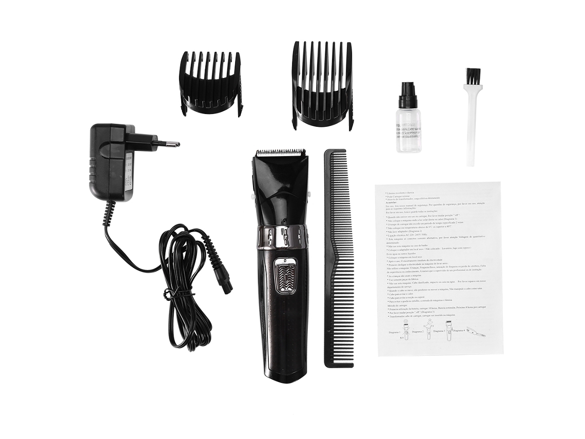 Máquina de cortar cabelo elétrica recarregável Surker 2026, preta.