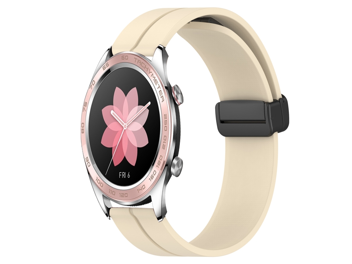Bracelete de Smartwatch para Honor Watch Dream 22mm de silicone com fecho magnético de cor sólida (bege)