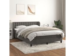 Vidaxl Cama Com Molas/colchão 140x200 Cm Veludo Cinzento-escuro