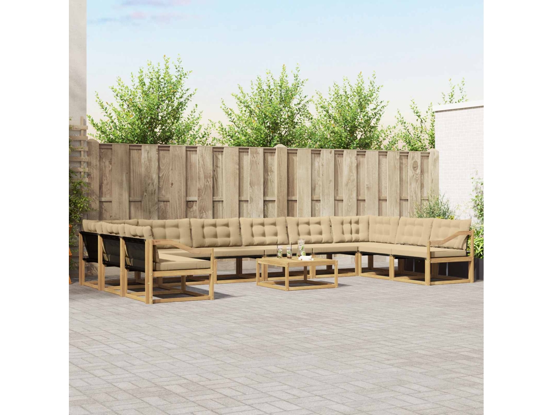 Vidaxl Conjunto De Sofás Para Exterior 11 Unid. Branco E Bege