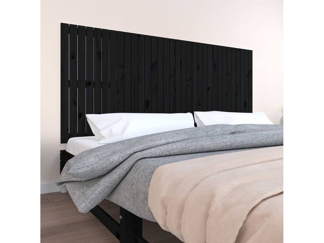 Cabecero de pared 204x3x90 cm Madera maciza de pino negro