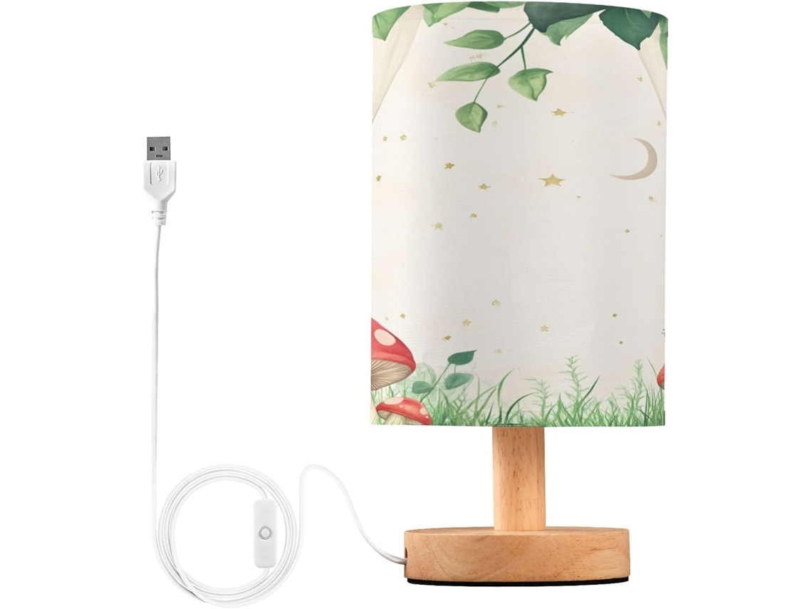 Abajur De Cabeceira Em Formato Cogumelo Para Quarto, Abajur De Cabeceira Led, Luminária De Leitura Com Cúpula Tecido