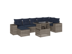 Conjunto de Sofá de Jardim, 8 Peças, Almofadas, Rattan Cinza MAISON EXCLUSIVE