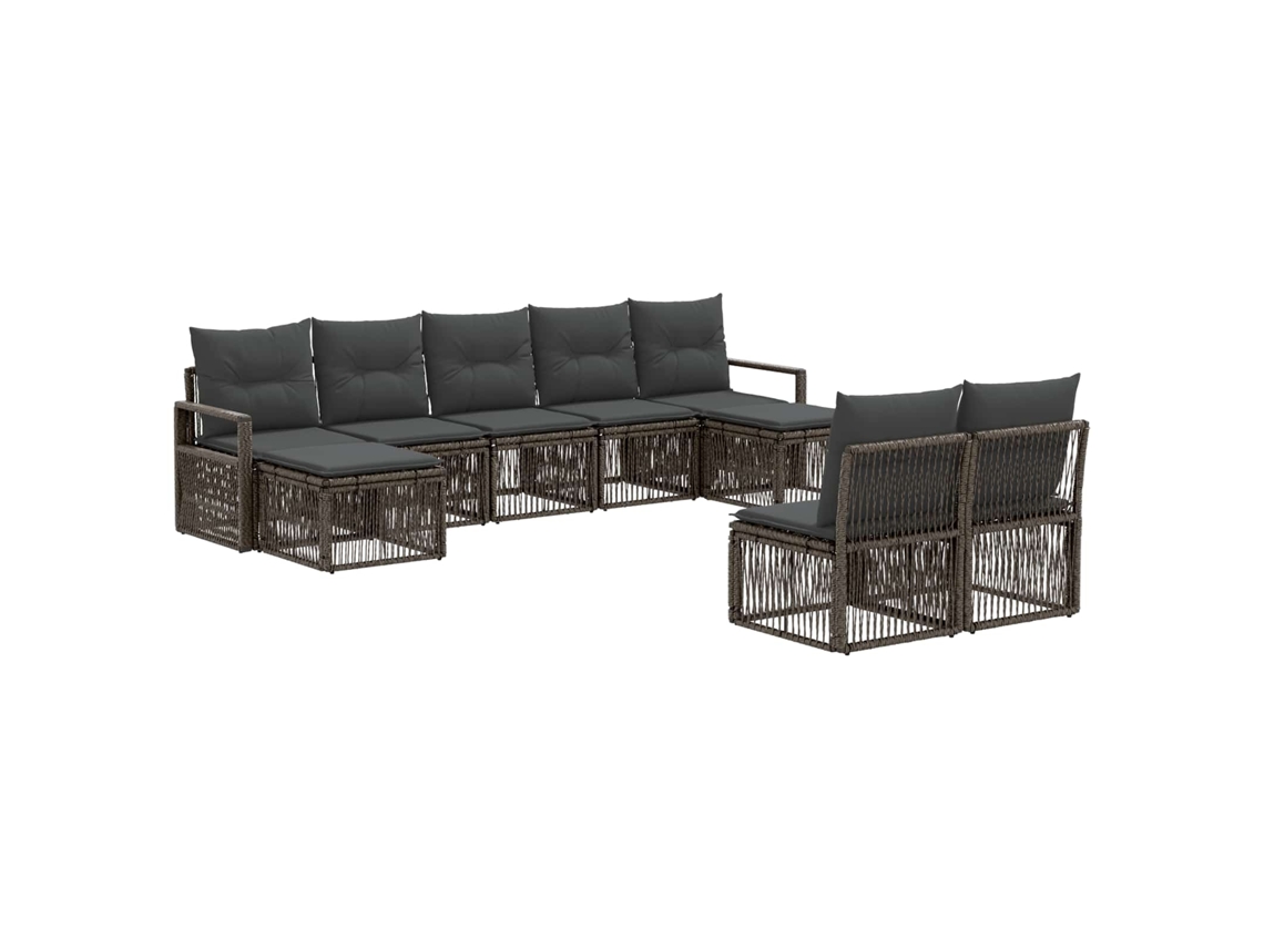 Vidaxl Conjunto de Sofá de Jardim 9 Pcs Cinzento Vime Pe
