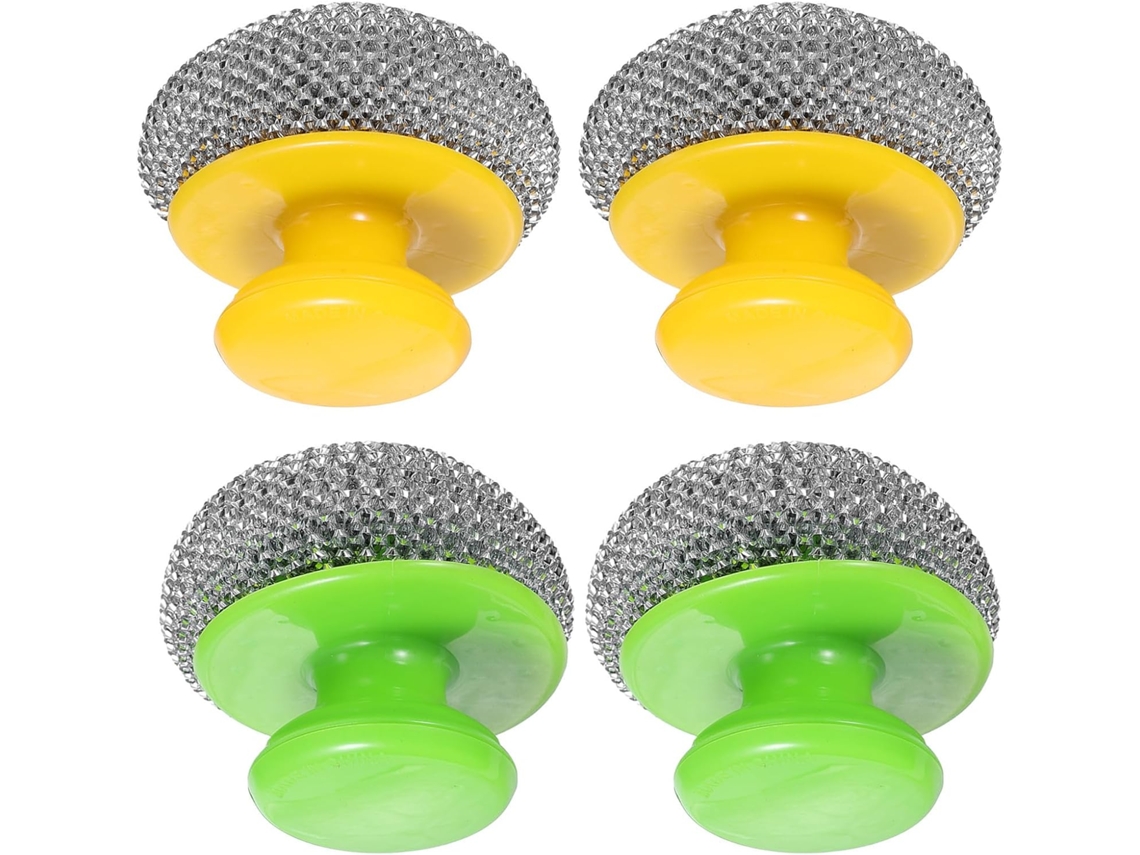 Galpada Conjunto De 4-escovas Aço Inoxidável Para Panelas E Frigideiras Com Cabo
