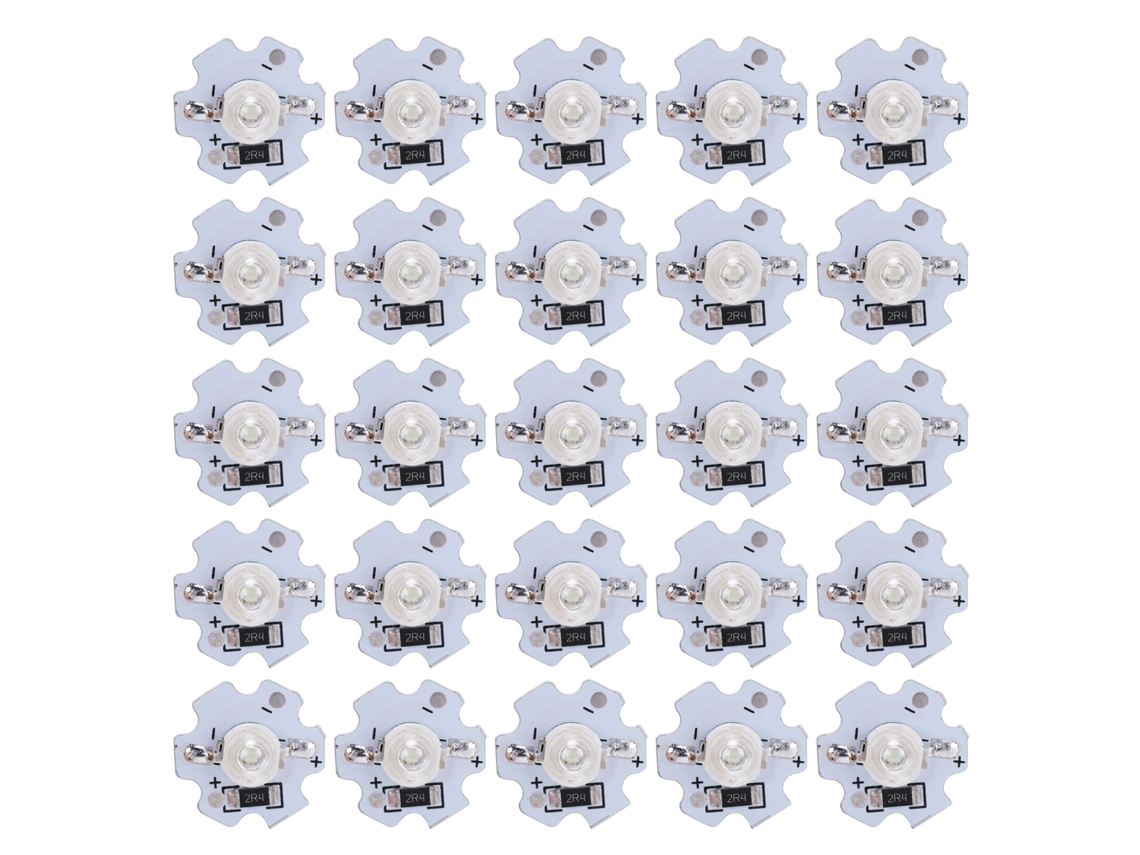25 peças Chips LED 3W 5V 200lm 520 525nm Lâmpada Verde para Iluminação DIY | S/MARCA