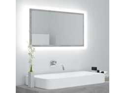 Vidaxl Espelho Casa De Banho C/ Led 80x8,5x37cm Acrílico Cinza Cimento