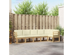 Vidaxl Conjunto De Sofás Para Exterior 6 Unid. Branco E Creme
