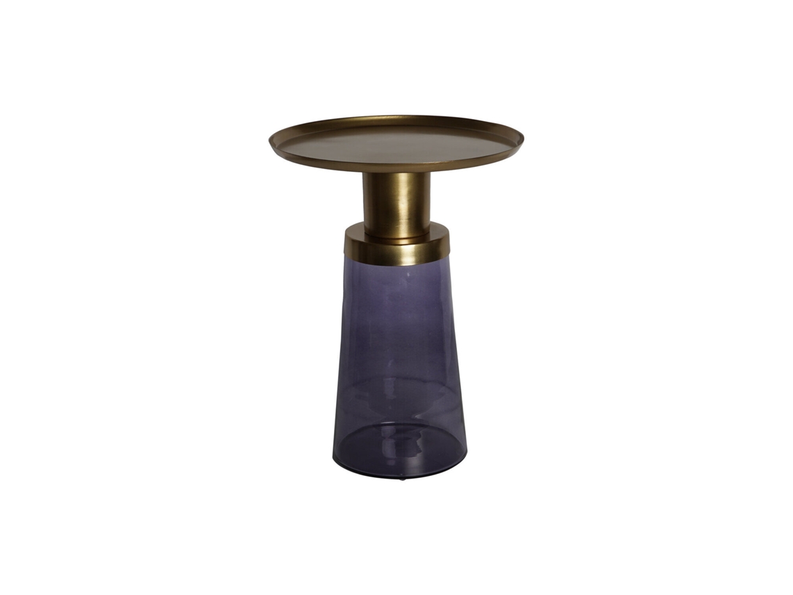 Mesa Lateral de Vidro Azul e Ferro, 37x37x50cm ALEXANDRA HOUSE LIVING
