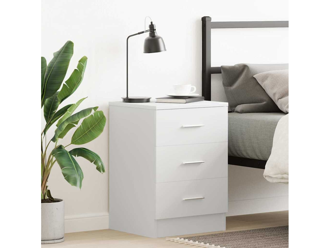 Vidaxl Mesa De Cabeceira 38x35x56 Cm Derivados De Madeira Branco