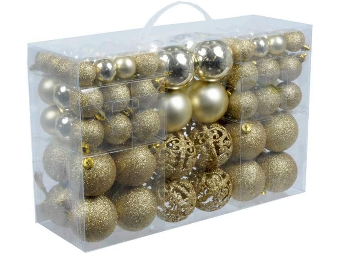 Presentes De Natal, Bolas De Plástico 100x Douradas