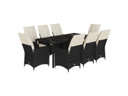 Garden Dining Set, Garden Dining Sets Vidaxl Preto Rattan / Vime (190 X 90 X 75 Cm)