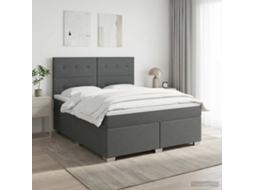 Vidaxl Cama Box Spring Com Colchão Cinzento-escuro 140 X 200 Cm Tecido