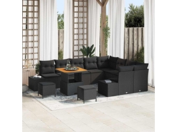 Vidaxl Conjunto De Sofá De Jardim 12 Unid. Preto Vime Pe