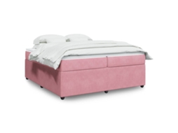Vidaxl Cama Com Molas/colchão 200x200 Cm Veludo Rosa