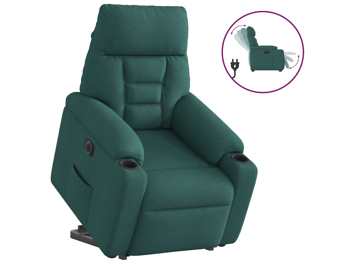 Cadeira reclinável elétrica VIDAXL Verde Tecido