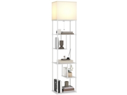 Candeeiro de Pé Mdf, Metal e Linho Cor Branco 40x29x171 cm Homcom