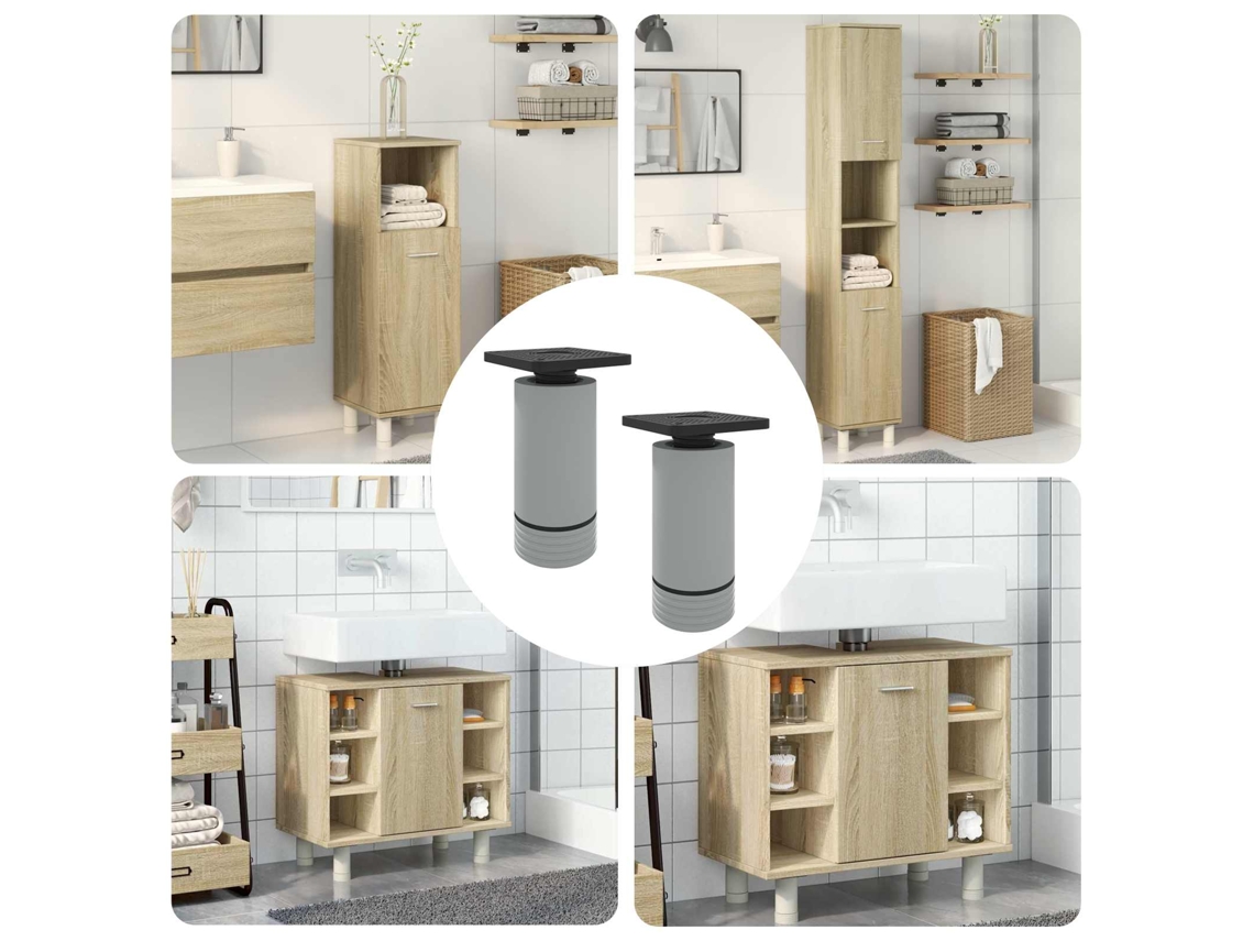 Vidaxl Pés De Móveis Ajustável 2 Pcs Branco 64 X 64 X 100 Mm Pp